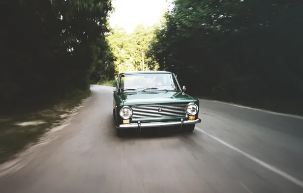 Auto, forest, retro, Lada, VAZ, 2101, low classic