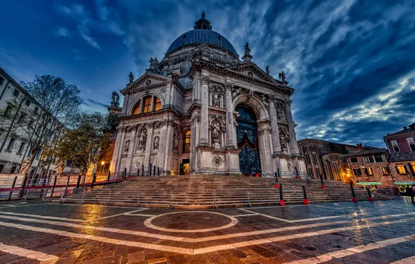 Picture the evening, Italy, Venice, Cathedral, architecture, Italy, Venice, Santa Maria della Salute