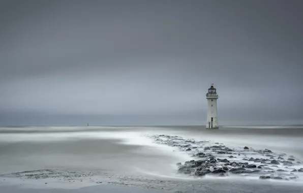 Picture sea, lighthouse, England, United Kingdom, Wirral Metropolitan Borough