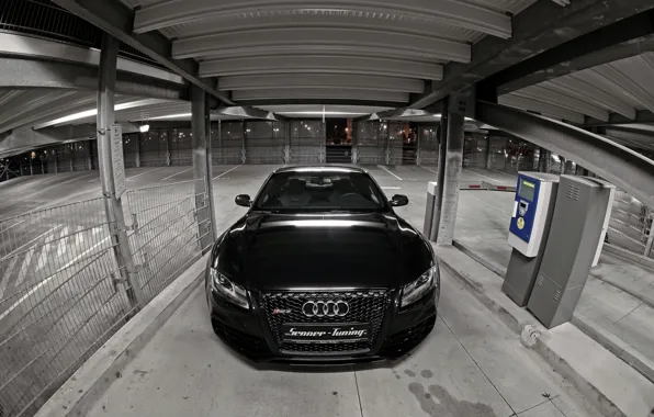 Picture Audi, Black, Logo, The hood, Lights, RS5, Tuning