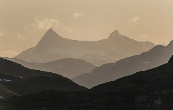 Mountains, valley, mountain range, County Of Oppland, Norway, Bygdin