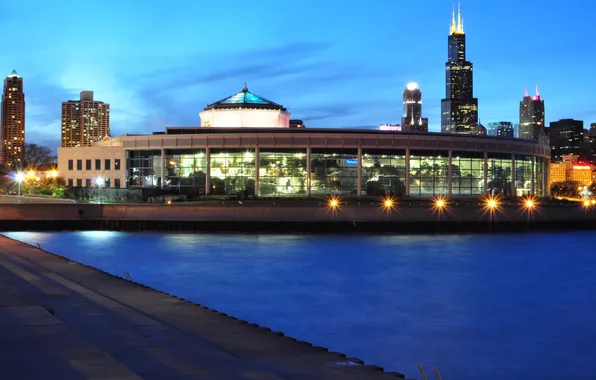 Lights, skyscrapers, the evening, Chicago, USA, America, Chicago
