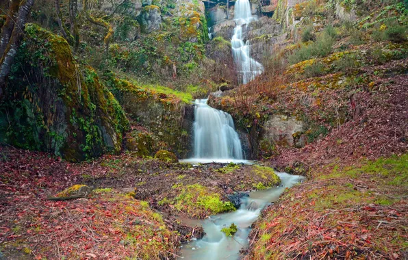 Autumn, mountains, river, waterfall