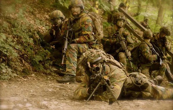 Weapons, soldiers, Belgian Para Commandos