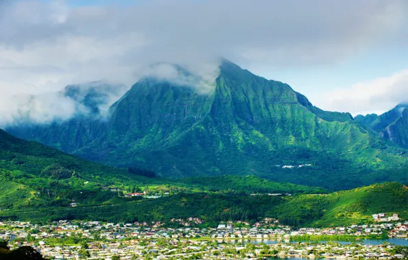 Mountains, the city, home, Hawaii, USA
