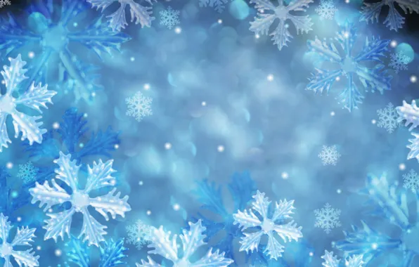 Snowflakes, blue, patterns