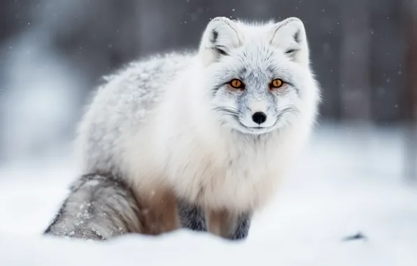 Winter, look, snow, nature, the snow, face, sitting, Fox