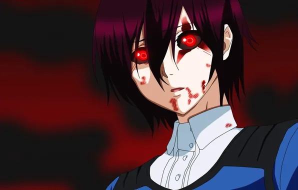 Dark, girl, blood, game, monster, anime, beautiful, red eyes