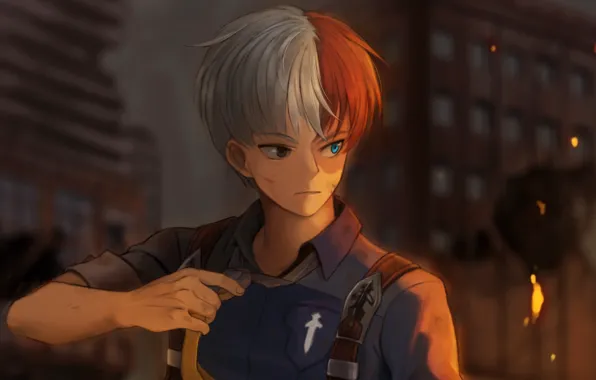 Anime, art, Sparks, Boku no Hero Academy, My hero Academy, Todoroki Shoto