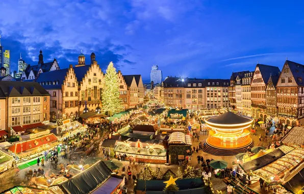 Night, holiday, the view from the top, town hall, Frankfurt am main, Hesse, Frankfurt am …