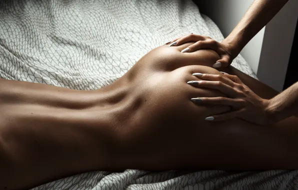 Erotic, ass, girl, back, hands, nails, manicure