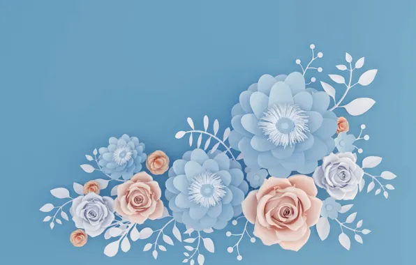Picture flowers, blue, background