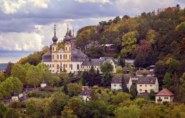 Trees, landscape, nature, the city, home, Germany, hill, Church