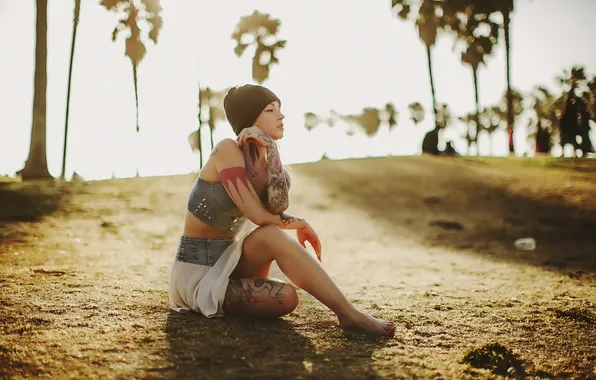 Picture girl, background, tattoo