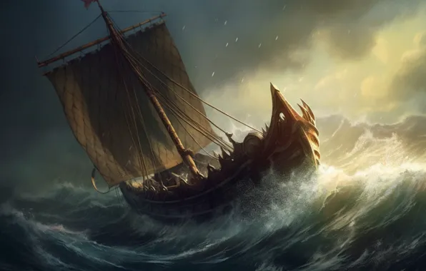 Sea, the storm, wave, water, clouds, storm, people, element