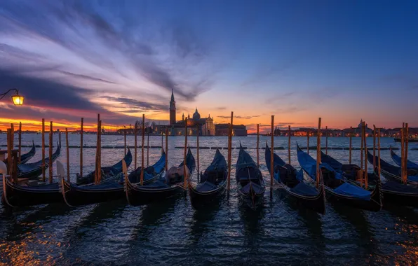 Picture the sky, sunset, lights, river, boat, home, the evening, pier