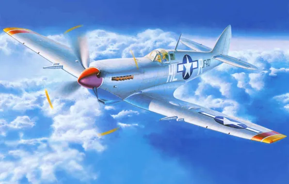 The plane, fighter, art, English, Spitfire, Supermarine, WW2., times