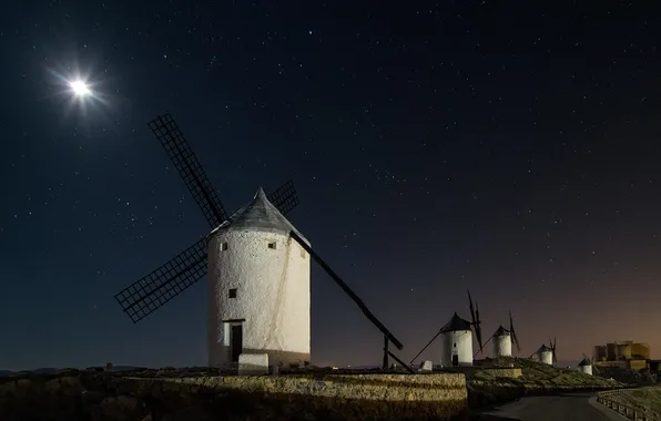 Picture the sky, night, stars, mill