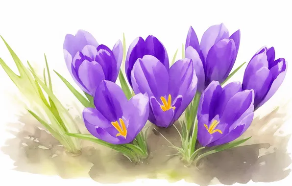 Flower, flowers, figure, plant, beauty, plants, spring, watercolor