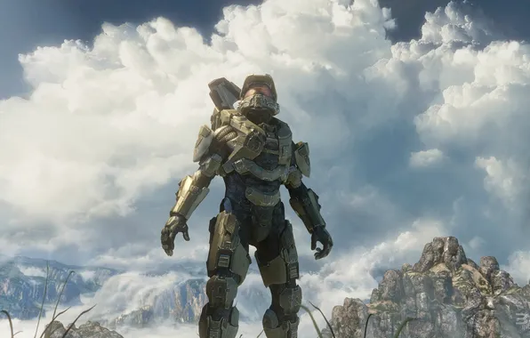 The sky, clouds, landscape, The Master Chief, Halo 4, Master Chief, Spartan -117, Chief Petty …