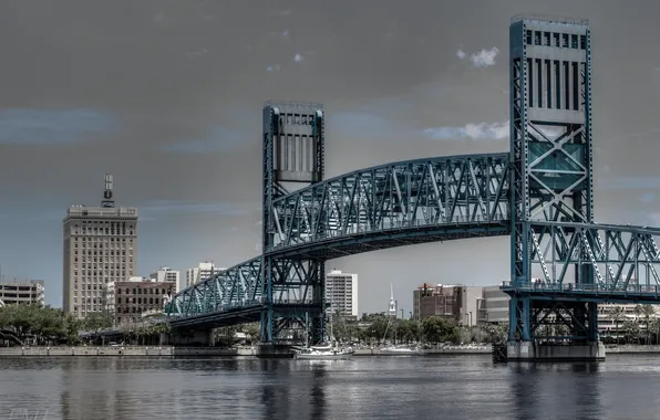 Bridge, river, FL, Florida, Jacksonville, Main Street Bridge, Jacksonville