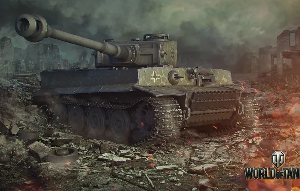 Destruction, Tiger, Germany, tank, camouflage, tanks, Germany, WoT