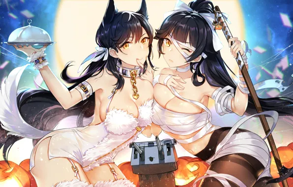 Halloween, girl, sexy, long hair, boobs, anime, beautiful, pretty