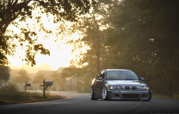 Picture bmw, road, stance, e46, tining
