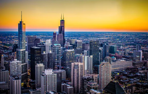 Picture the city, height, skyscrapers, Chicago, Illinois