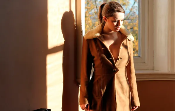 Portrait, coat, sunlight, Imogen