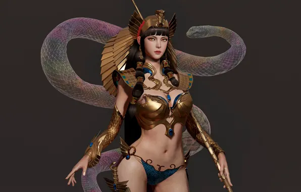 Picture rendering, fantasy, art, Jihyun Heo, Snake Witch Doctor