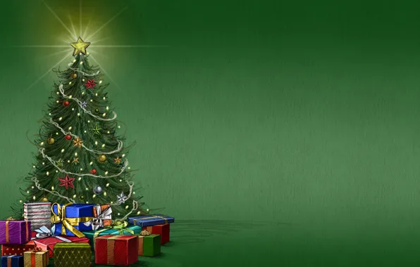 Background, mood, holiday, star, tree, gifts