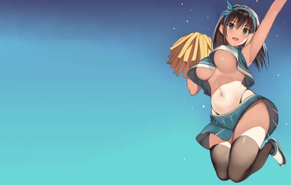 Girl, anime, stockings, tits