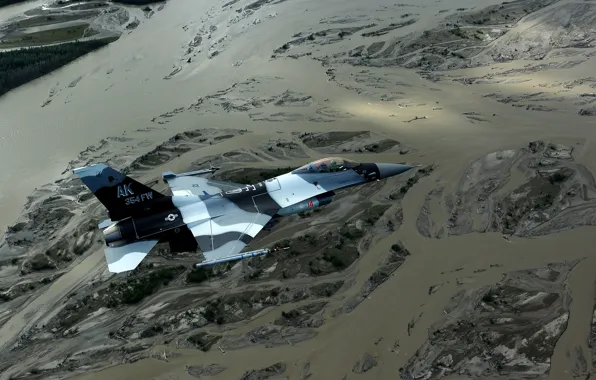Picture landscape, fighter, flight, F-16, Fighting Falcon, multipurpose, "Fighting Falcon"