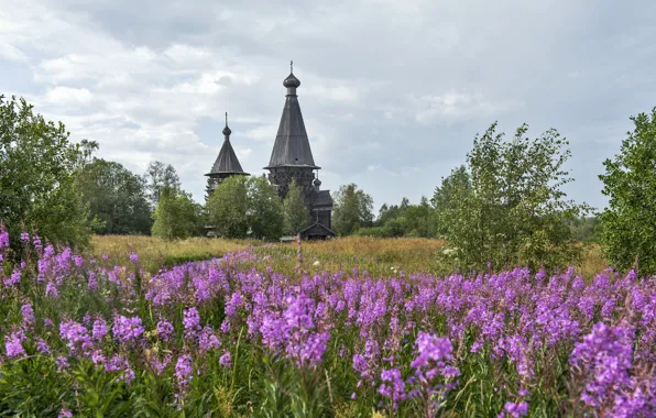 Landscape, nature, Church, temple, Orthodoxy, Leningrad oblast, gimreka