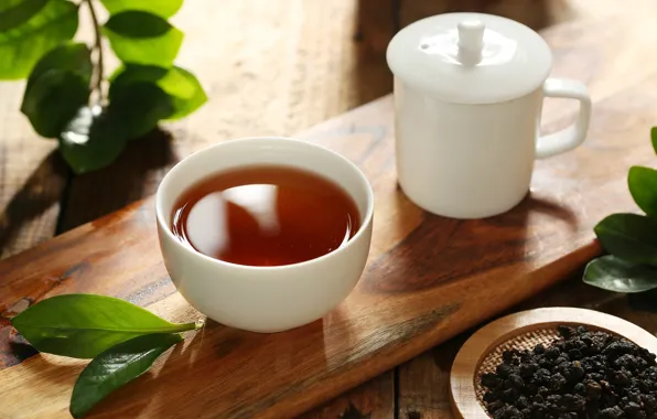 Picture leaves, tea, drink, bowl