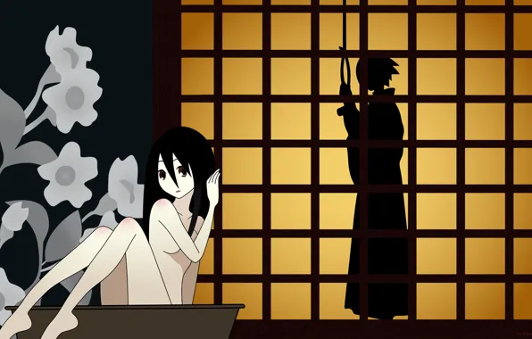 Girl, silhouette, bowl, guy, loop, Sayonara Zetsubou Sensei, Farewell bleak Sensei