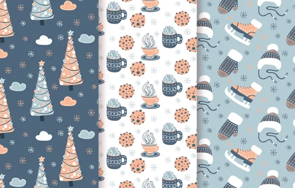Snow, background, tree, new year, texture, Winter, Tree, pattern