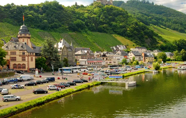 Picture city, river, Town