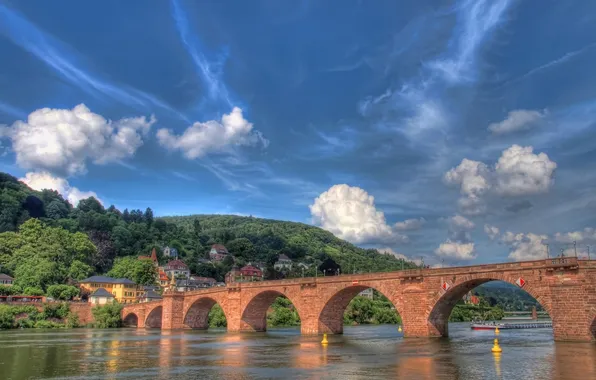 Picture bridge, river, Germany, Germany, Heidelberg, Heidelberg, Neckar, Neckar