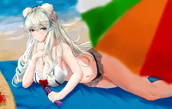 Beach, girl, Arknights, Poka