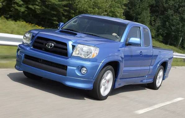 Trees, blue, pickup, toyota, daroga, the front, Toyota, Tacoma