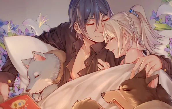 Wallpaper anime, art, pair, two, dog, Final Fantasy XV