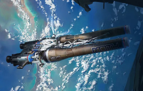 Space, fiction, art, John Wallin Liberto, Moth_orbit