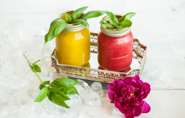 Flower, ice, drink, mint, peony, smoothies