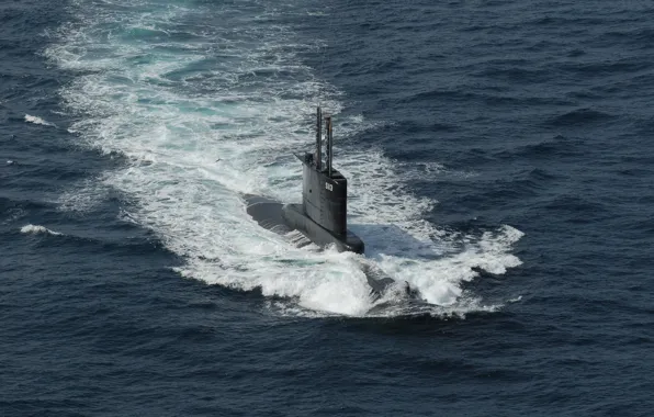 Sea, wave, submarine, submarine Greek Navy
