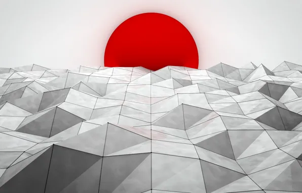 The sun, line, landscape, sunset, triangle, edge