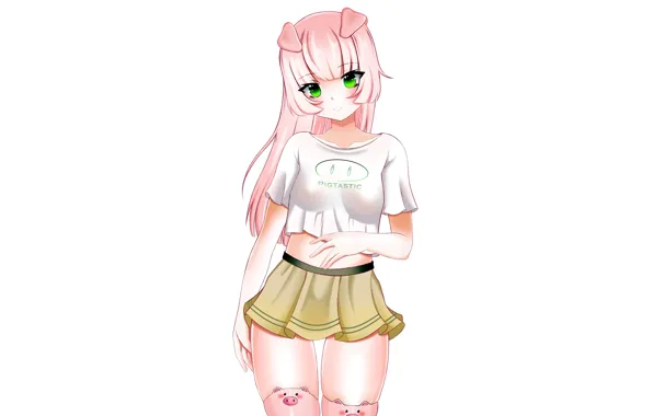 Girl, sexy, thighhighs, pink hair, long hair, boobs, anime, beautiful