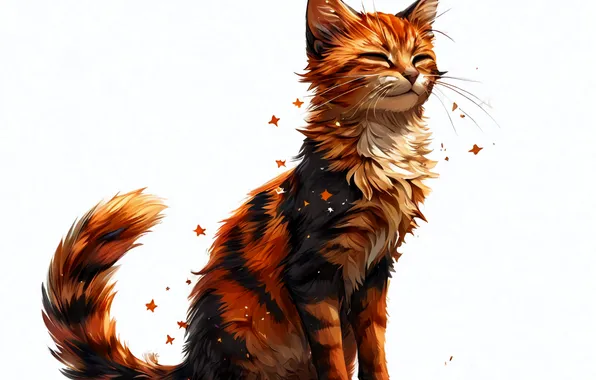 Figure, Cat, White, Cats, Cat, Art, Cat pattern, Striped cat