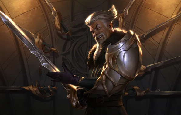 Smile, man, sword, Legends of Runeterra
